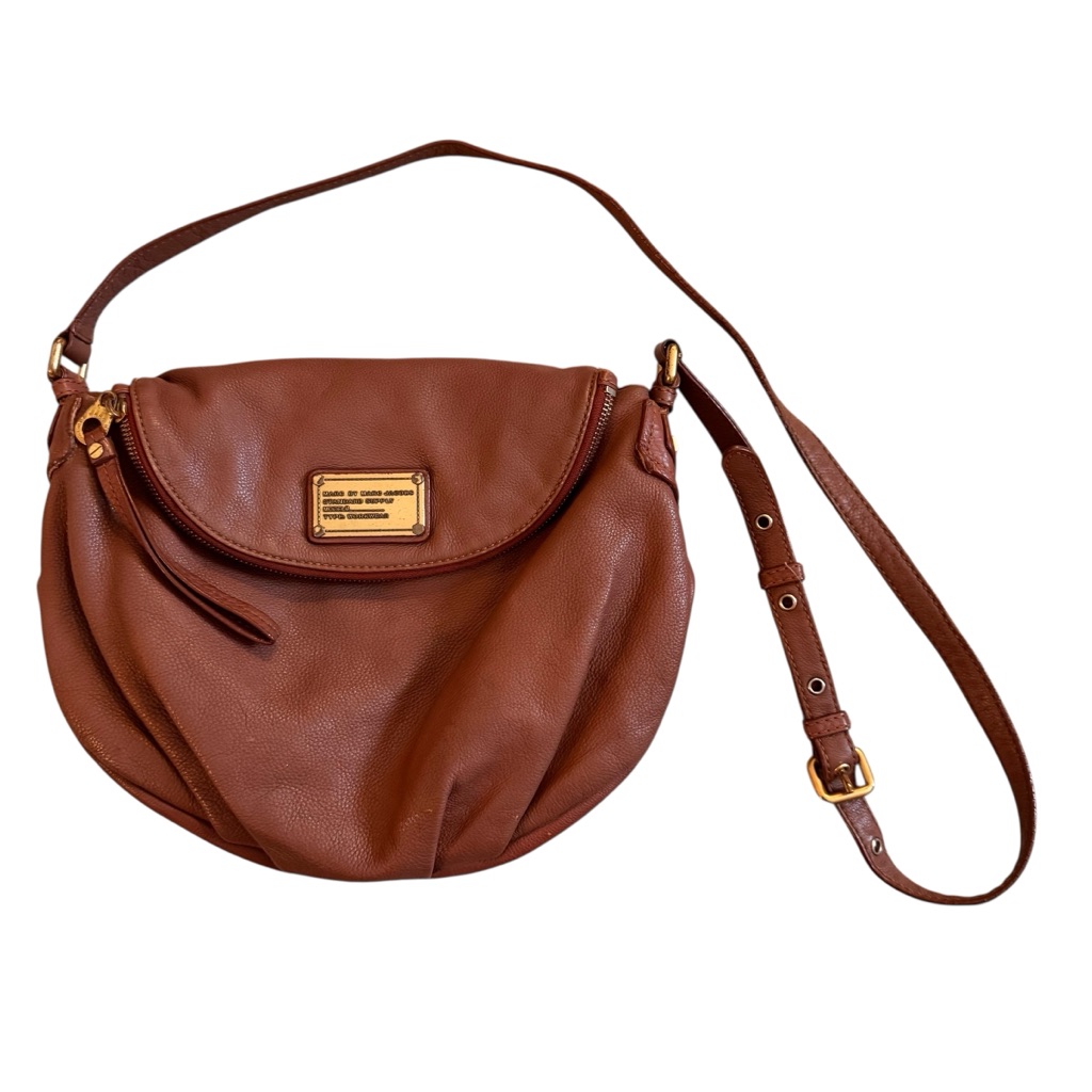 Marc By Marc Jacobs Classic Q Natasha Large Brown Pebbled Leather Crossbody Bag